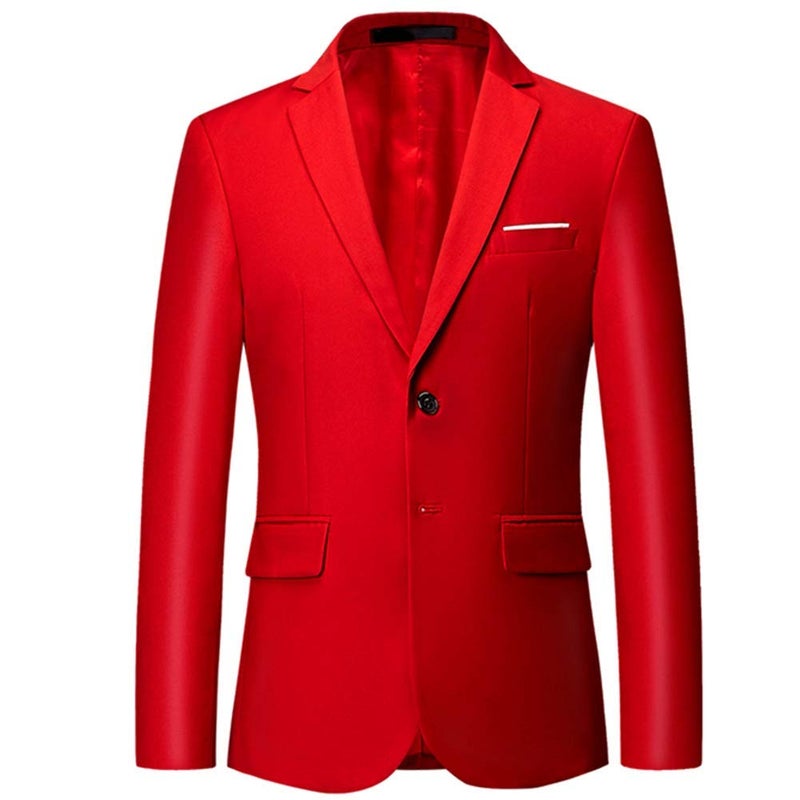 Catheive Blazer for Men Slim Fit Suit Jacket Sport Coats Formal Dress Jacket 2 Button Red - Image 1